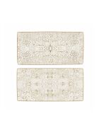 Lot de 2 plateaux blancs design abstrait - 32.5x15.5x2.5 cm