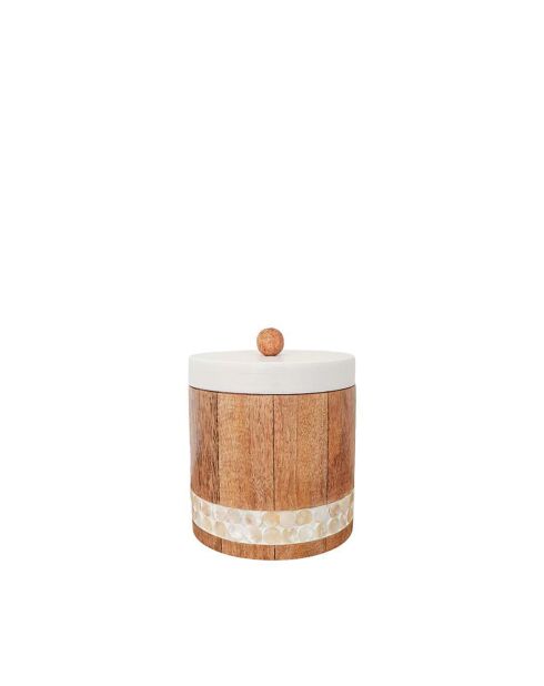 Scatola decorativa in legno con coperchio bianco - 13x13x12,5 cm