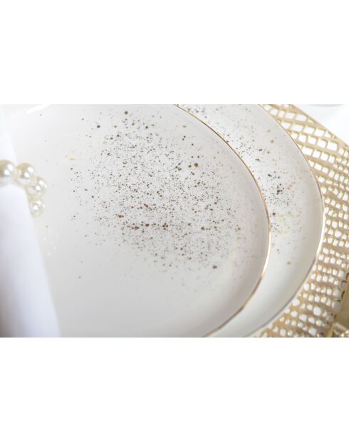 Assiette à dessert ovale dorée/blanche - 23x20.5x3.2cm