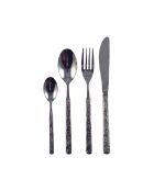 Ménagère 24 pièces avec finition martelée noir brillant