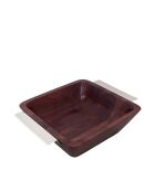 Insalatiera in legno con manici argentati - 25x25x8cm