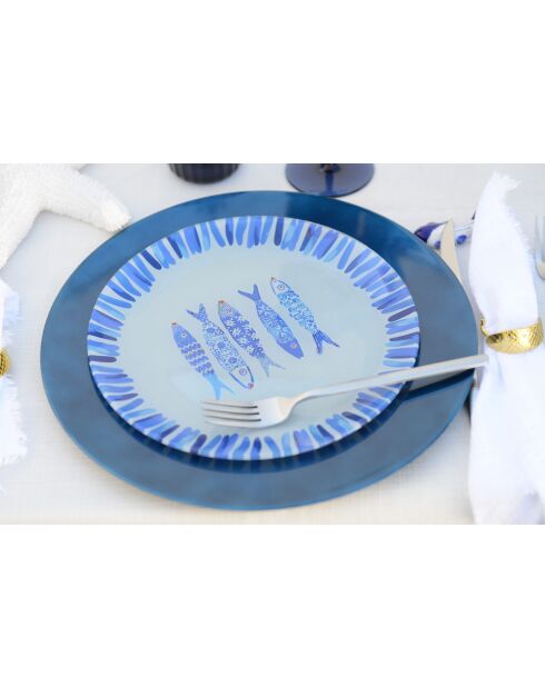 Dessous d'assiette bleu - 33x33x2cm