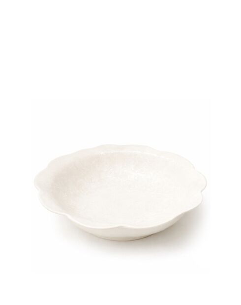 Assiette creuse en porcelaine blanche Florale - 21.5x21.5x2cm