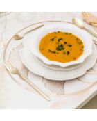 Assiette creuse en porcelaine blanche Florale - 21.5x21.5x2cm