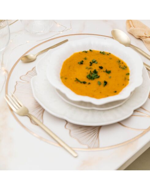 Assiette creuse en porcelaine blanche Florale - 21.5x21.5x2cm