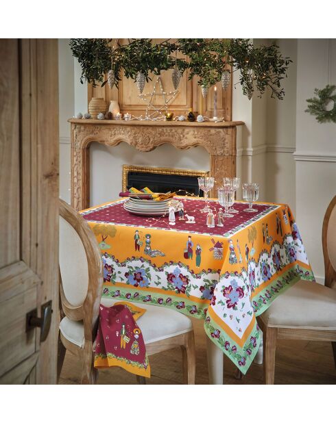 Nappe rectangulaire Marché d’Aubagne en coton déperlant - 150 x 300 cm.