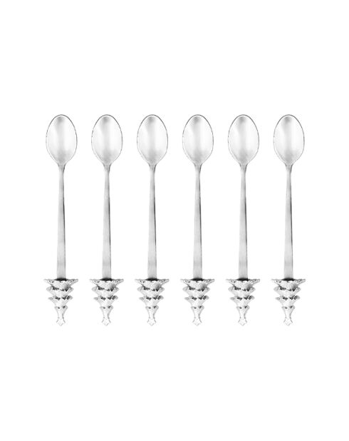 Lot de 6 cuillères sapin argentées - 16x2.5x2.5 cm