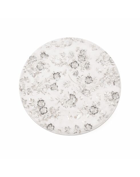 Dessous d'assiette rond design fleurs argentées - 38x38x0.5cm