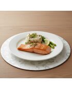 Dessous d'assiette rond design fleurs argentées - 38x38x0.5cm