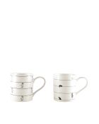 Lot de 2 tasses à thé blanches avec design chat - 8x8x9.5 cm