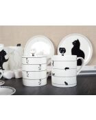 Lot de 2 tasses à thé blanches avec design chat - 8x8x9.5 cm