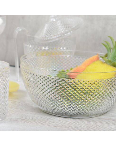 Saladier acrylique transparent diamant - 25x25x11cm