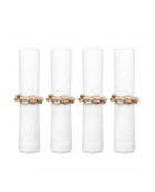 Lot de 4 ronds de serviettes chaîne blanche et marron - 7x4x1 cm