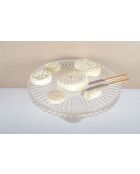 Plat à tarte sur pied en verre grand modèle transparent - 32x32x21cm