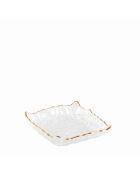 Plato cuadrado de cristal con borde dorado - 15,5x15,5x3,5 cm