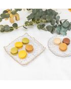 Plato cuadrado de cristal con borde dorado - 15,5x15,5x3,5 cm