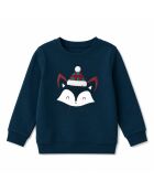 Sweat Noël en Laponie en molleton marine