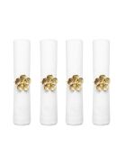 Lot de 4 ronds de serviettes fleurs dorées - 4x4x2 cm