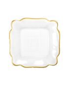 Assiette carrée en verre bords dorés - 25x25x2cm
