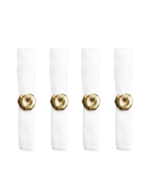 Lot de 4 ronds de serviettes nénuphars dorés - 4x4x1 cm