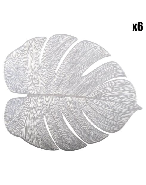 Dessous d'assiette feuille filigrane argentée - 38.5x32x0.2cm