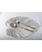 Dessous d'assiette feuille filigrane argentée - 38.5x32x0.2cm