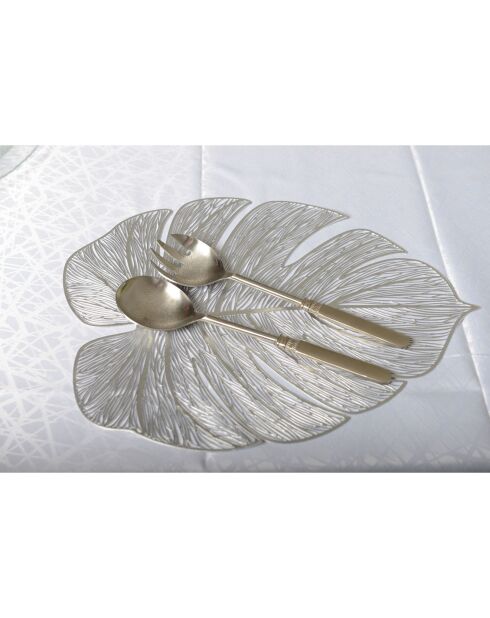 Dessous d'assiette feuille filigrane argentée - 38.5x32x0.2cm