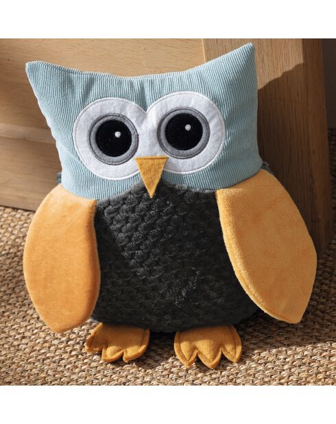 Cale-porte Chouette bambin en forme de hibou brodé - 18 x 27 x 8 cm.