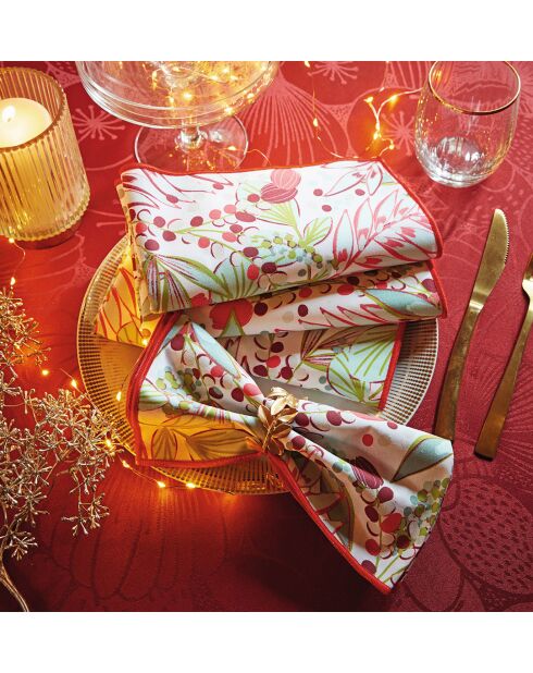 Lot de 2 serviettes de table Forêt en fête multicolore - 43 x 43 cm.