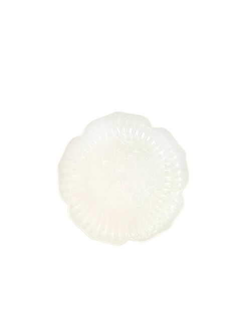 Assiette à dessert en porcelaine blanche Florale - 18.5x18x.5cm