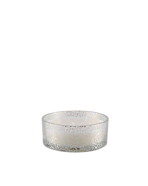 Bougie vanille pot en verre argenté - 15x15x6cm