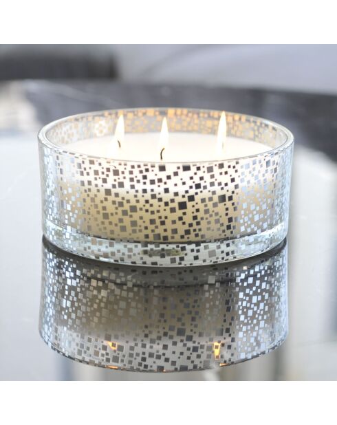 Bougie vanille pot en verre argenté - 15x15x6cm