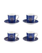 Set di 4 tazze e piattini Astres blu - 8,5x8,5x6 cm