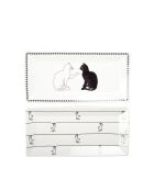 Lot de 2 plateaux noirs et blancs avec design chat - 32.5x15.5x2.5 cm