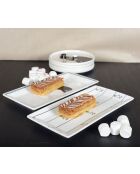 Lot de 2 plateaux noirs et blancs avec design chat - 32.5x15.5x2.5 cm