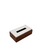 Caja de pañuelos de madera con tapa de metal plateado - 23x13x6 cm
