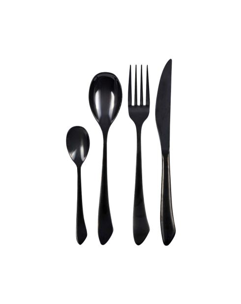 Set di posate 24 pezzi nero lucido