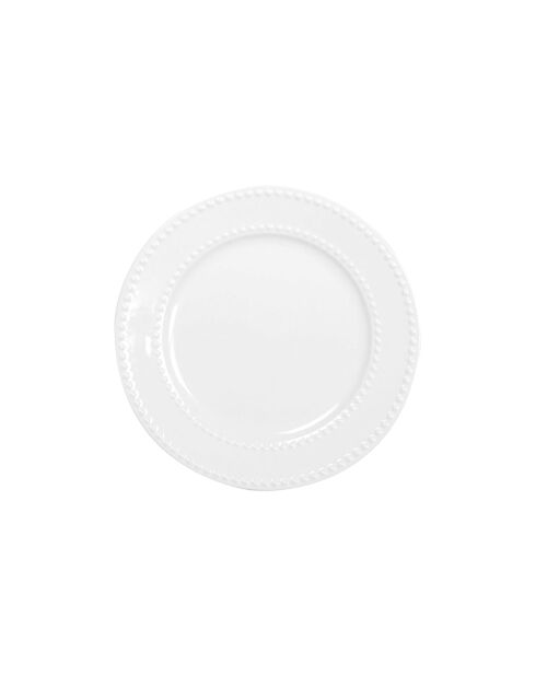Assiette à dessert perles blanche - 20x12x1.8cm