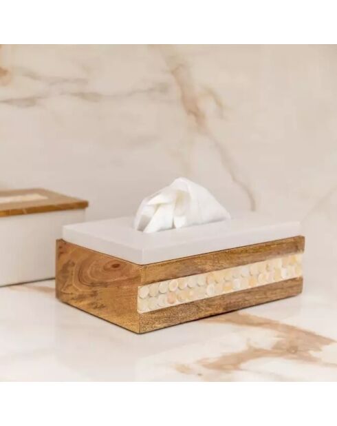 Taschentuchbox aus Holz mit weißem Deckel — 23 x 13,5 x 7,5 cm