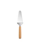 Cuchara para tartas de acero inoxidable con mango de madera, 20 x 8 x 2 cm