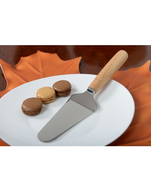 Pelle à tarte inox manche bois - 20x8x2cm