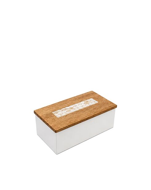 Scatola di legno bianca con coperchio - 18x11x7,5 cm