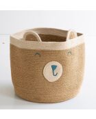 Cestino giocattolo in cotone con orso di montagna - Ø 35 x H 42 cm.