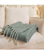 Plaid effetto mohair con baldacchino a frange verdi - 125 x 150 cm.