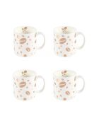 Lot de 4 mugs grain de café blanc/doré - 8.2x8.2x10.5 cm