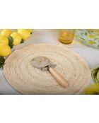 Pizzarad aus Edelstahl mit Holzgriff - 24x9x2cm