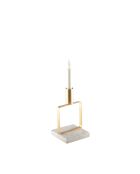 Bougeoir mat carré support marbre doré - 10x10x17cm