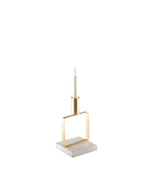 Bougeoir mat carré support marbre doré - 10x10x17cm