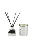 Coffret bougie & parfum d'ambiance parfum freesia argenté - 27x20x9cm