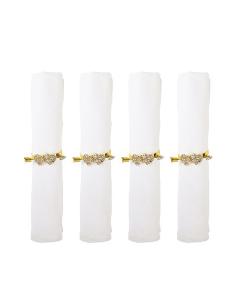Lot de 4 ronds de serviettes cœurs - 5.2x1.5x4.2 cm